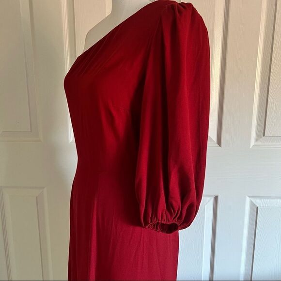 Reformation Lawrence One Shoulder Midi Dress in Crimson US 8 - Picture 6 of 10